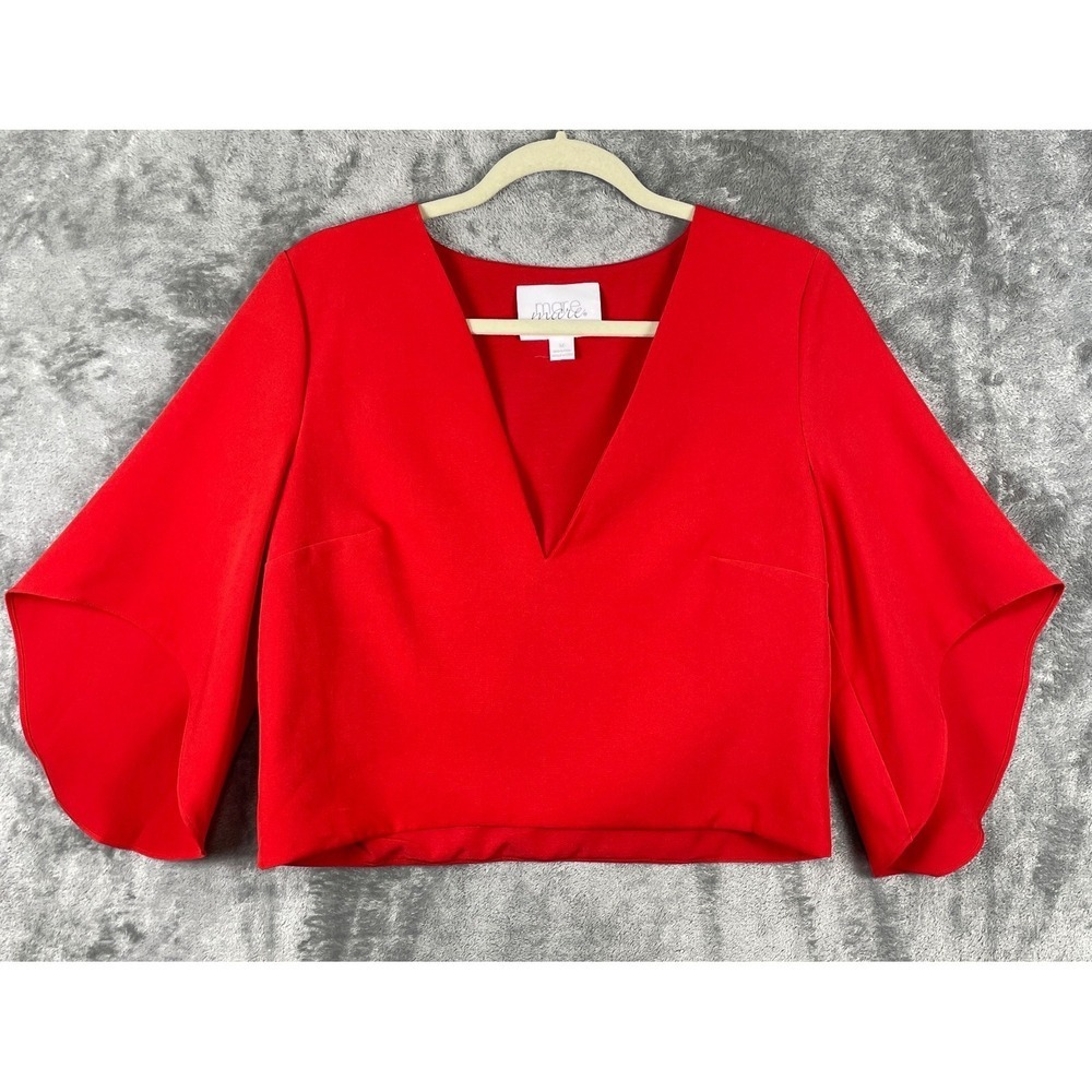 Mare Mare x Anthropologie‎ The Veronica Cape Blouse Womens Medium Red V Neck Top